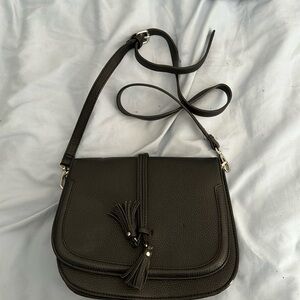 Black crossbody bag with design